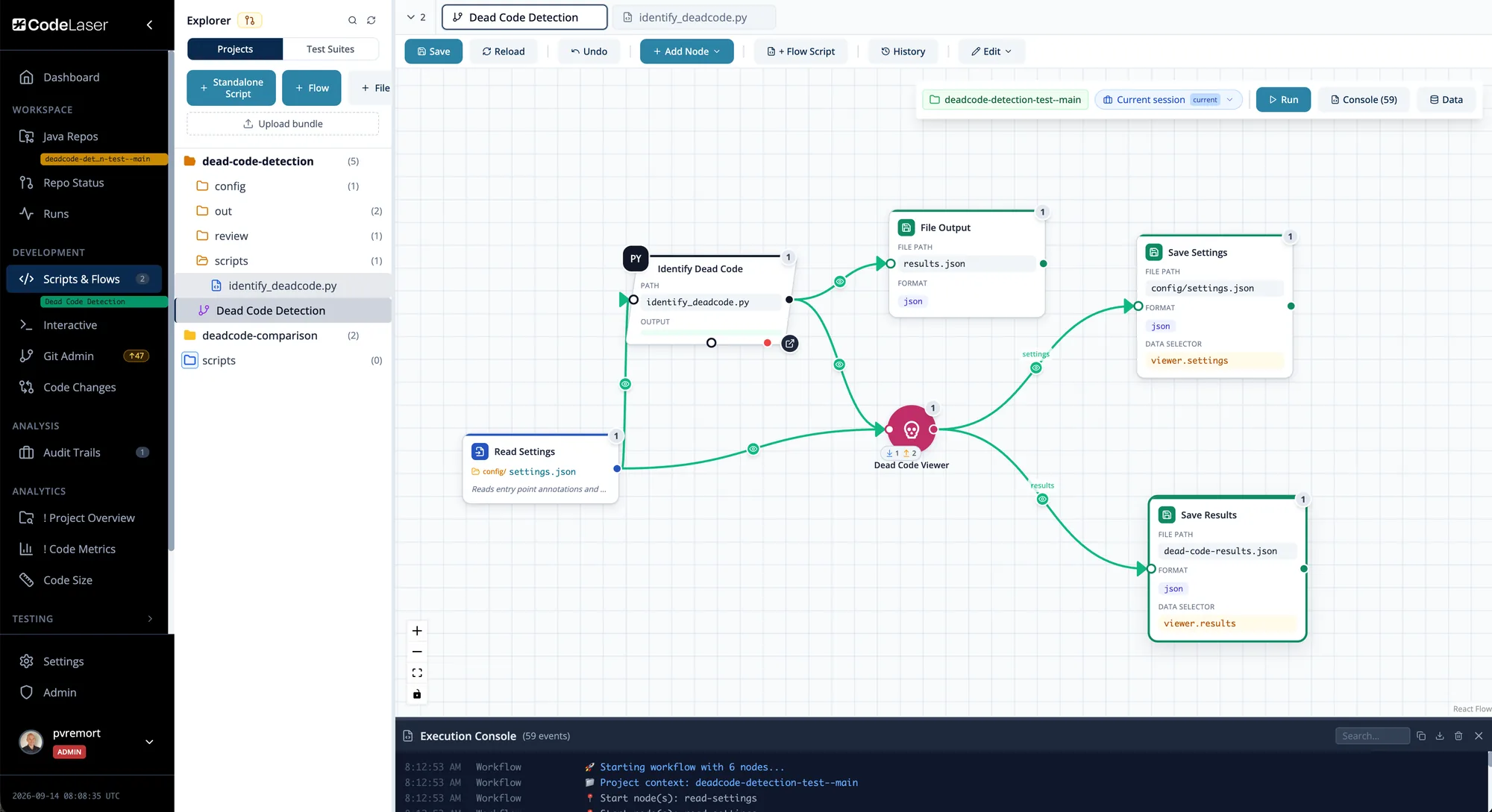 The flow: named steps, live results, re-runnable, and ready to drop into CI.